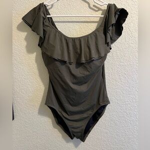 Michael Michael Kors | Olive Green Ruffle Top| Size 12| Swimsuit